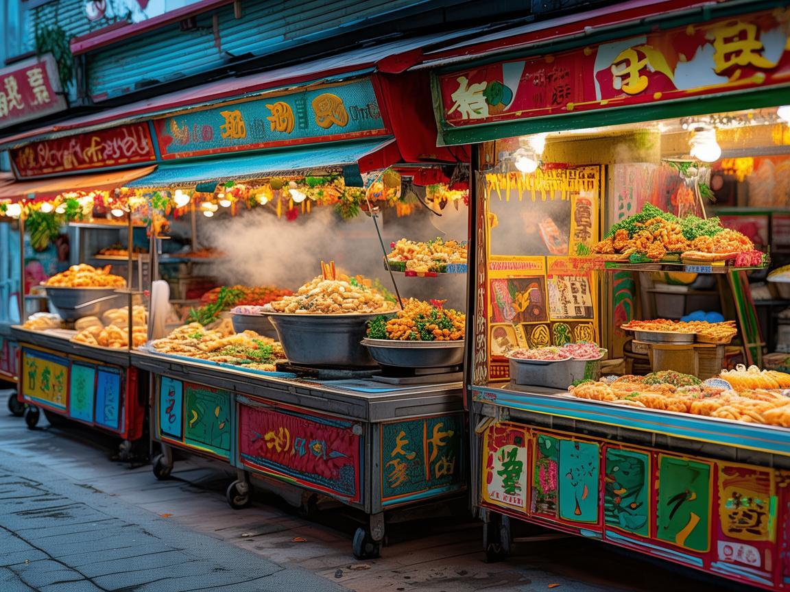 美食街小吃车，街头味蕾的灵动舞台