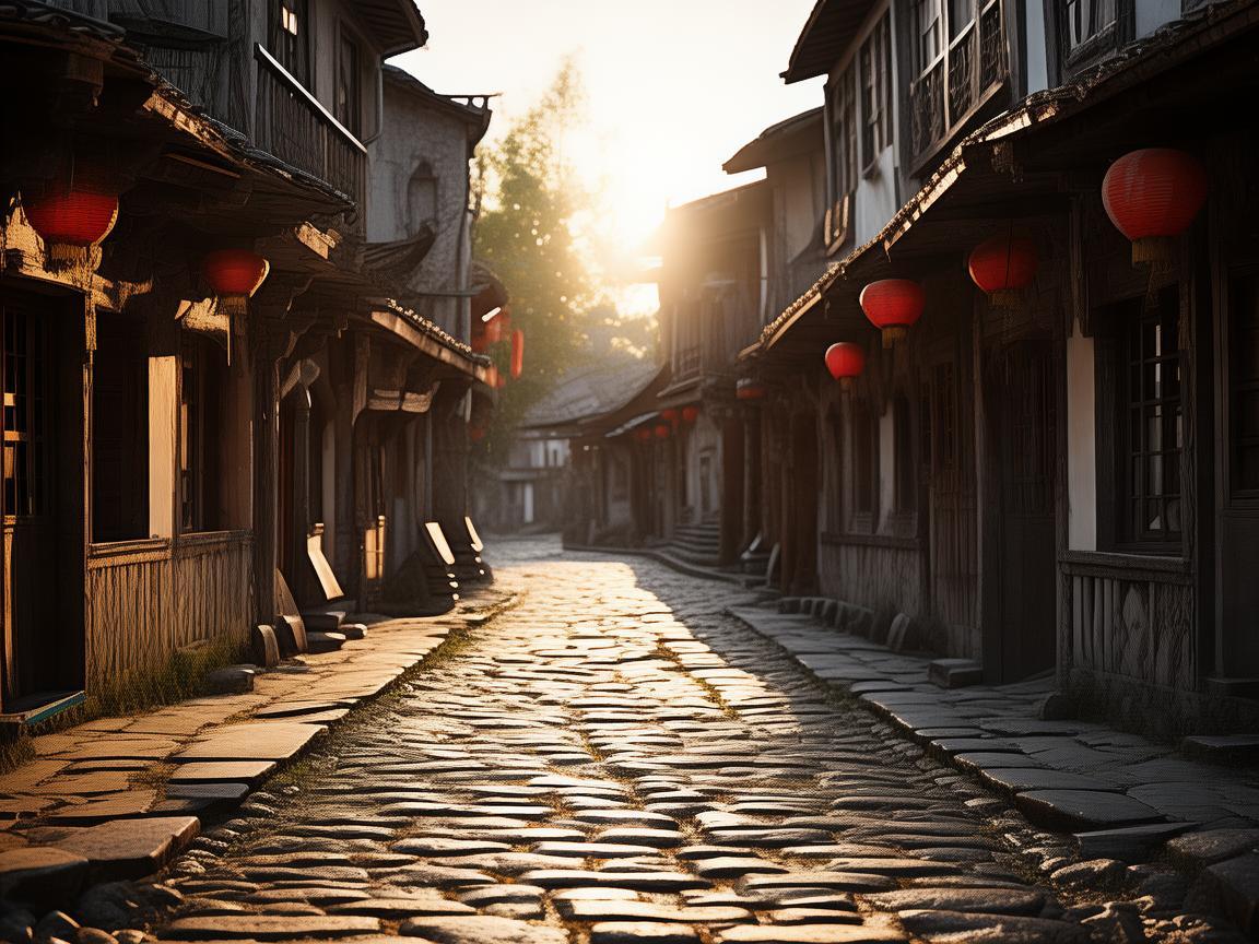 古镇街石板路，如何通过光影设计营造复古氛围？