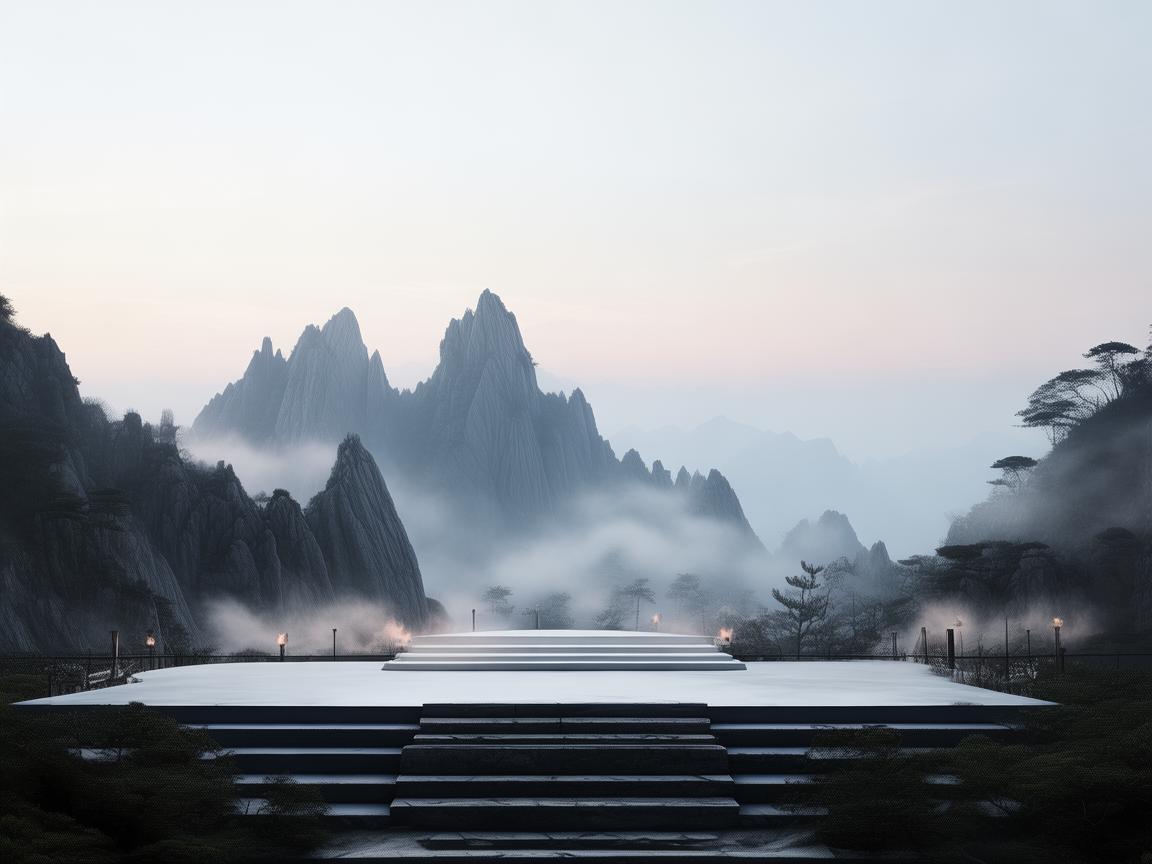 如何在黄山自然风光中，设计舞台剧的‘天人合一’场景？