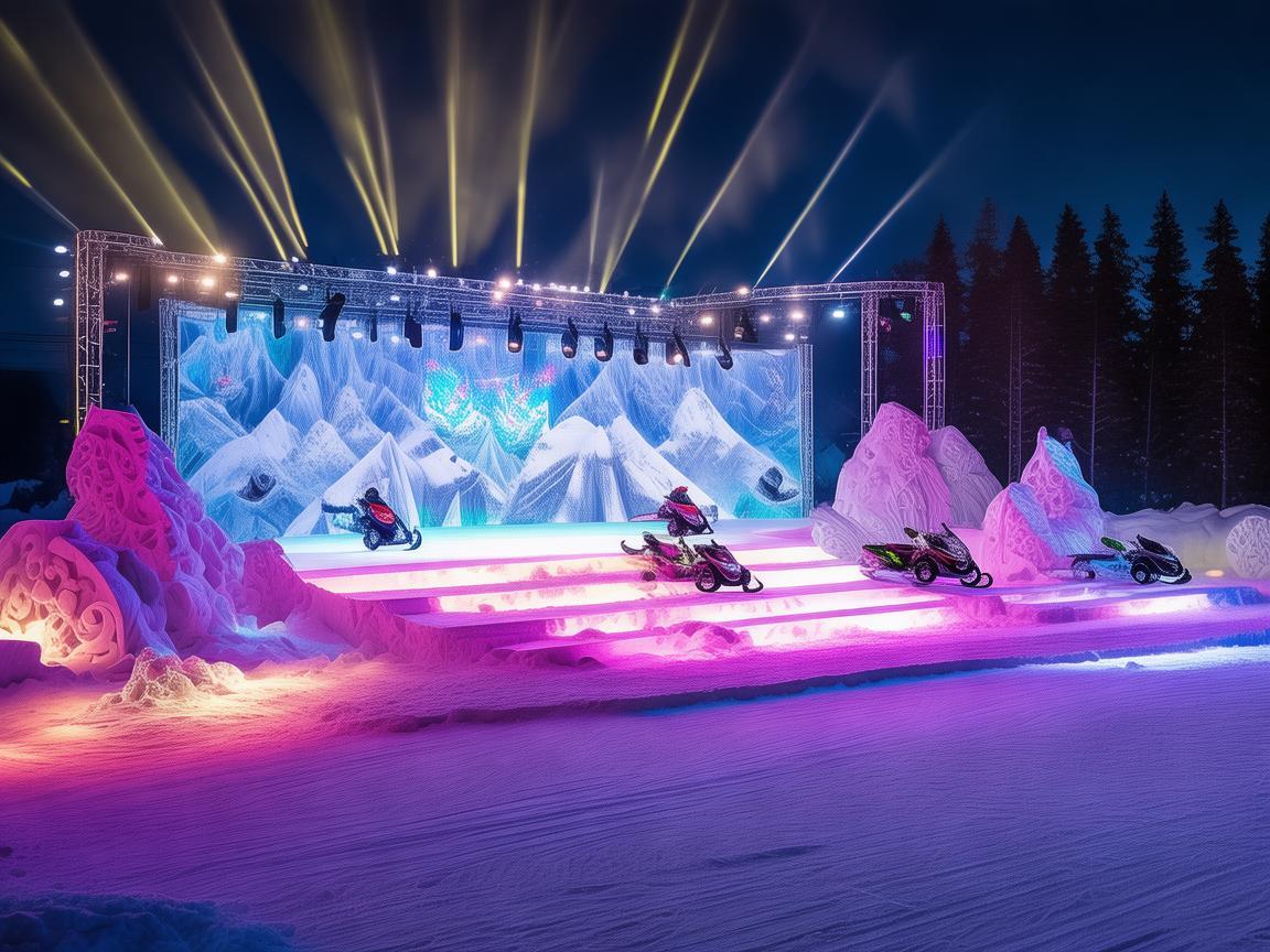如何在雪地摩托表演中打造震撼的舞台视觉效果？