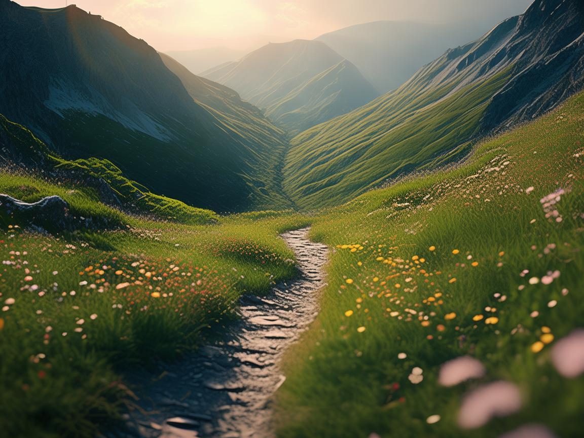 山区登山道，自然与艺术的交融舞台